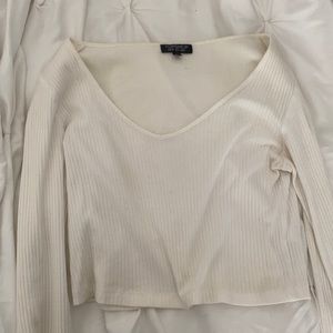White long sleeve with V-neck cut